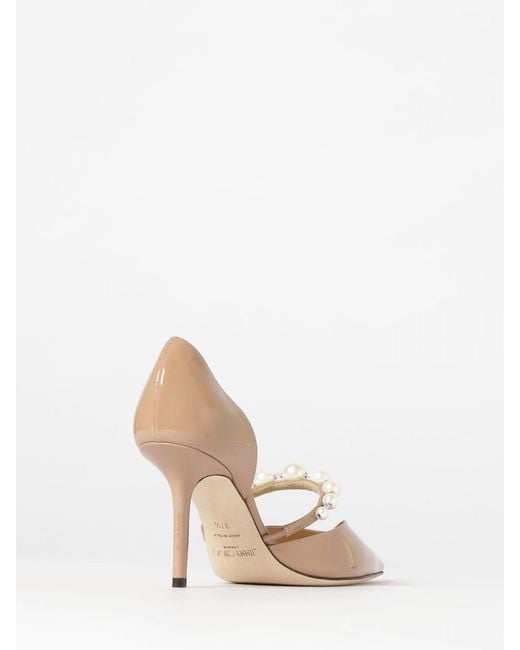Jimmy Choo Natural Aurelie Patent Leather Pumps With Synthetic Pearls