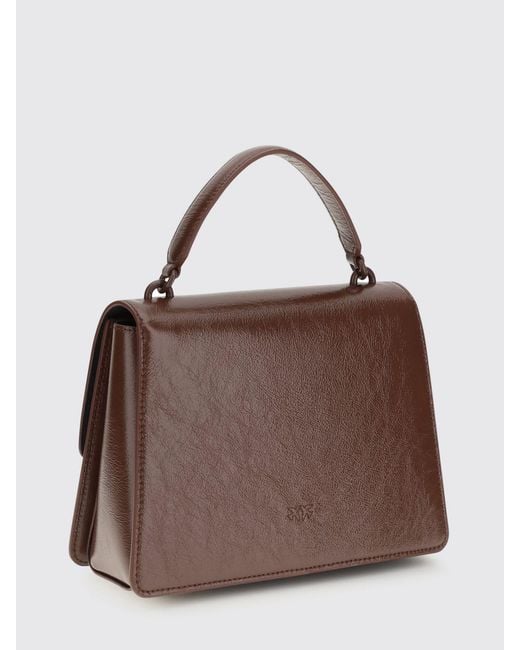 Pinko Brown Love One Classic Leather Bag