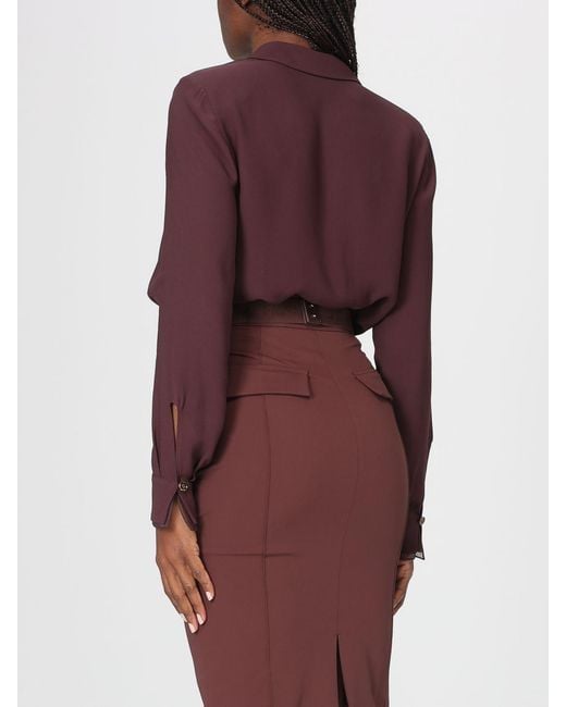 Elisabetta Franchi Purple Viscose Georgette Blouse Bodysuit