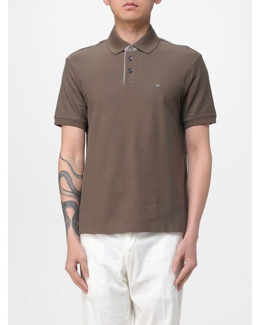 Emporio Armani Brown Cotton Polo Shirt for men