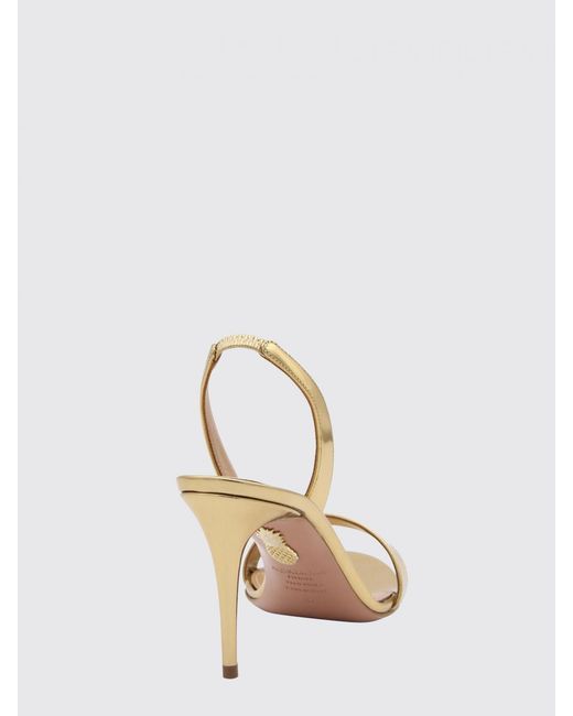 Aquazzura Natural So Nude Laminated Leather Slingback Sandals With A Stiletto Heel