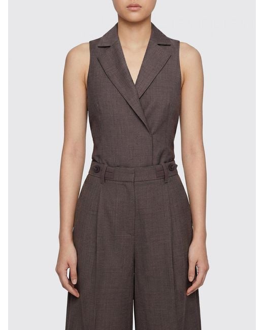 Liu Jo Gray Viscose Blend Bodysuit Vest