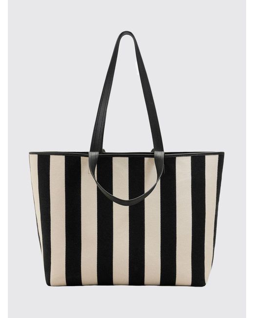 AMI Black Striped Cotton Twill Bag for men