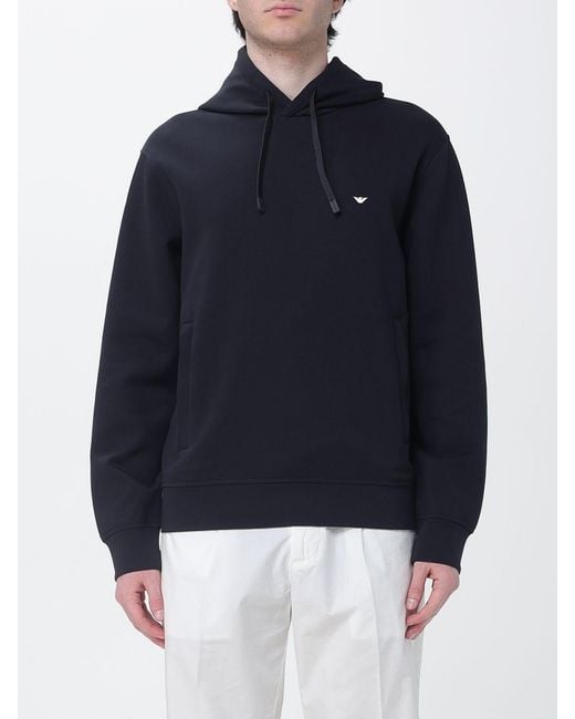 Emporio Armani Blue Cotton Hooded Sweatshirt for men