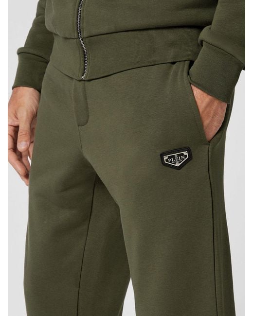 Philipp Plein Green Jersey Tracksuit With Metallic Logo for men