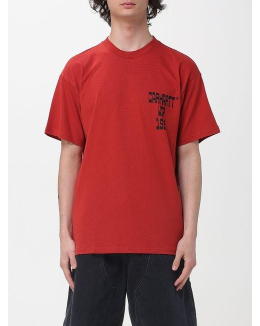 Carhartt Red Cotton T-Shirt With Logo for men