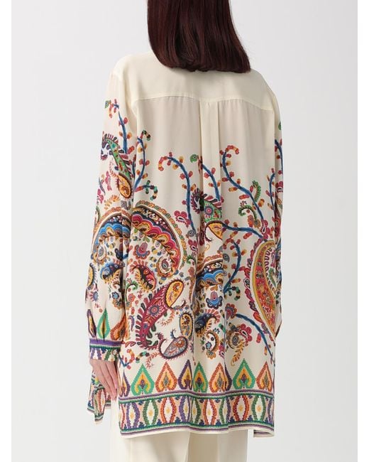 Etro White Silk Paisley Print Shirt
