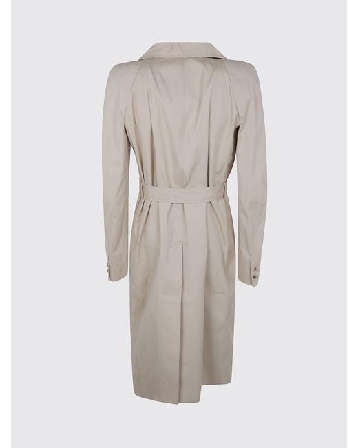 Rick Owens Natural Double Breasted Stretch Cotton Trench Coat for men