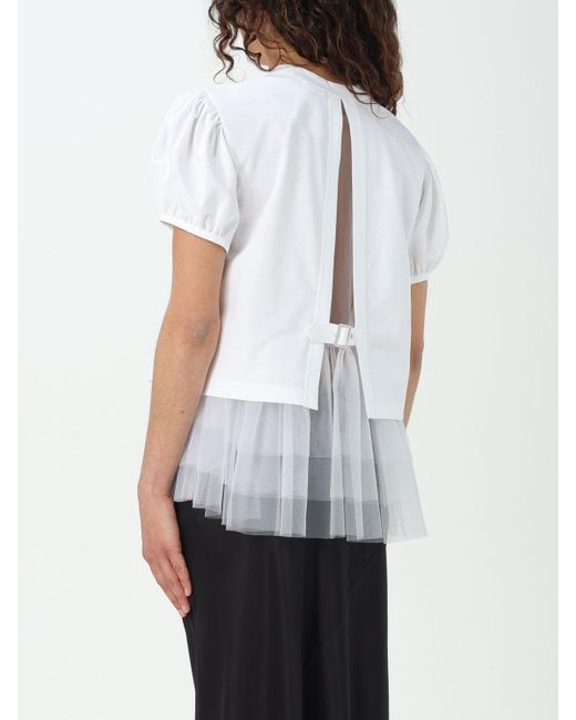 T-shirt in cotone e tulle di Noir Kei Ninomiya in White