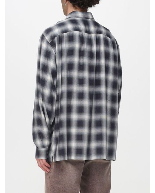 Our Legacy Blue Viscose Shirt With Check Print for men