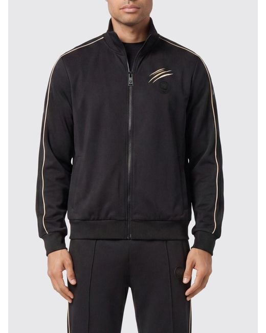 Philipp Plein Black Polyester Zip-Up Sweatshirt for men
