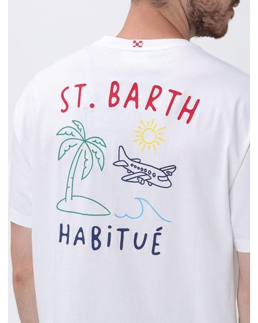 Mc2 Saint Barth White Printed Cotton T-Shirt for men