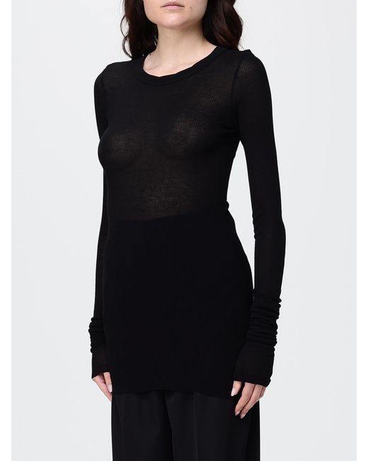 Rick Owens Black Silk And Viscose Knit Top