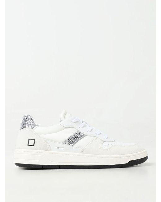 Sneakers in pelle con glitter di Date in White