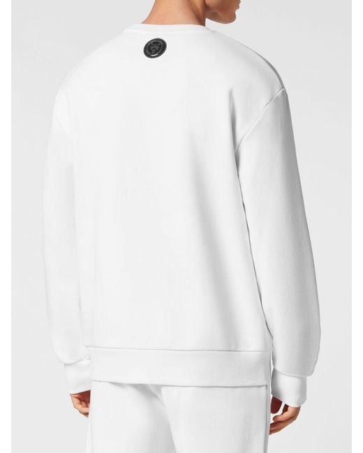 Philipp Plein Gray Dropped Shoulder Printed Logo Cotton Sweatshirt for men