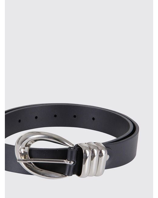 FEDERICA TOSI Gray Emily Smooth Leather Belt With Pin Buckle