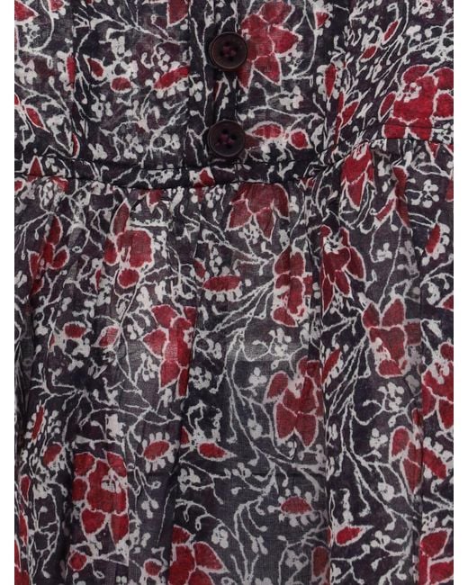 Isabel Marant Purple Cotton Lirhetta Top With Floral Print