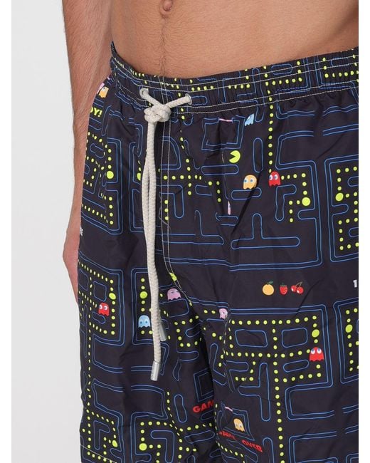 Mc2 Saint Barth Blue Graphic Print Polyester Swim Shorts for men