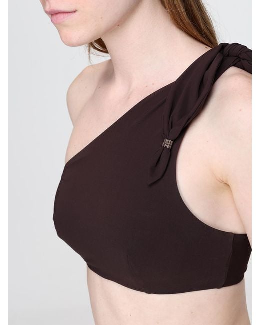 Brunello Cucinelli Black One Shoulder Bikini Top