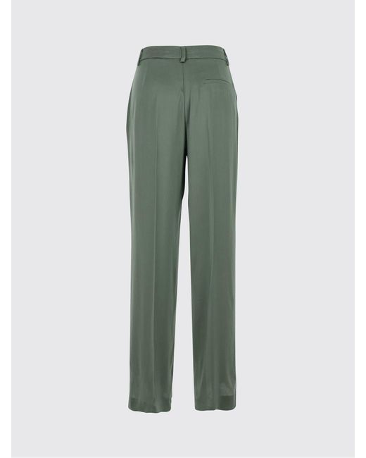Semicouture Green High-Waisted Straight-Leg Silk Blend Trousers With Pleats