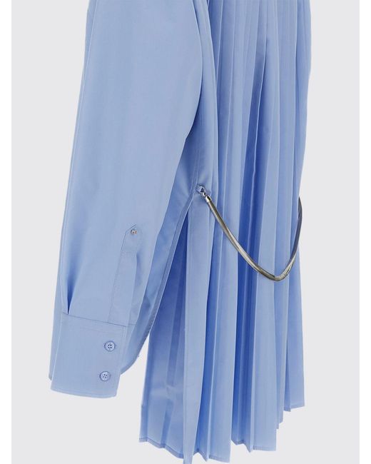 Sportmax Blue Nespola Pleated Cotton Blend Shirt