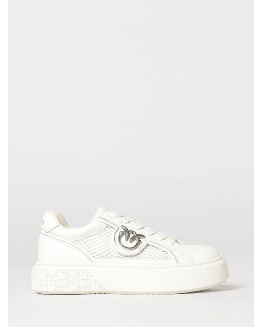 Pinko Natural Yoko Leather And Mesh Sneakers