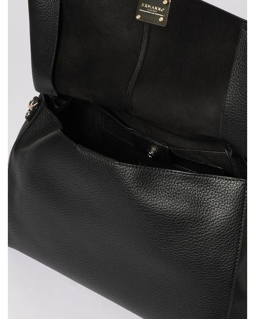 ERMANNO FIRENZE Black Hammered Leather Bag