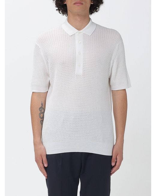 Corneliani White Cotton Knit Polo Shirt for men
