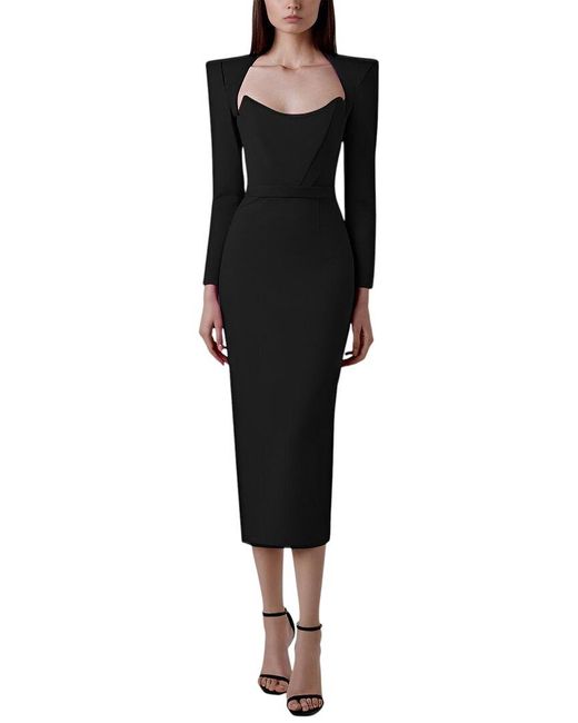 AMINA GLAM Black Midi Dress
