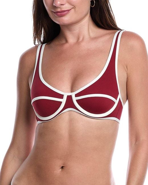 WeWoreWhat Women's Red Scoop Underwire Bikini Top