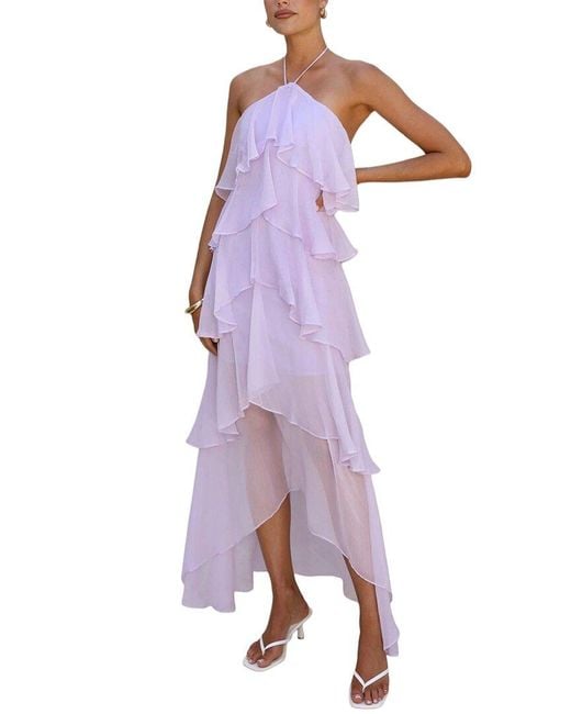 LEON GORI Purple Embellished Maxi Dress