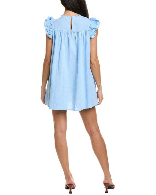 MEIVEN Blue Pintuck Mini Dress