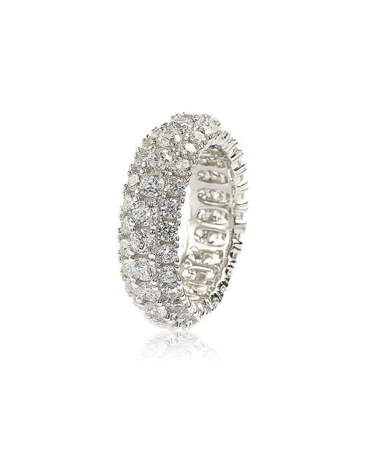 Suzy Levian White Silver Cz Eternity Ring