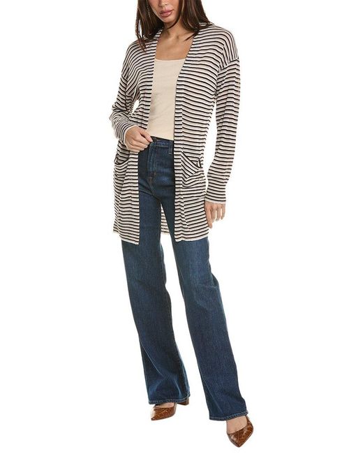 Monrow Blue Stripe Sweater Cardigan