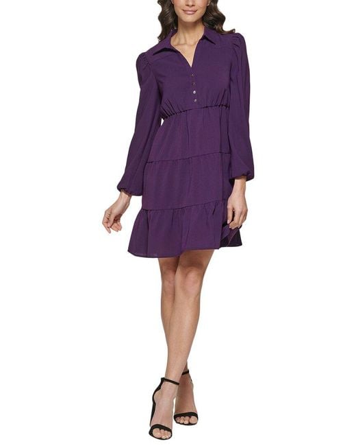 Kensie Purple A-Line Dress