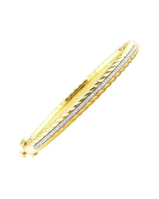 Diamond Select Cuts Metallic Stainless Steel 0.10 Ct. Tw. Diamond Bangle Bracelet