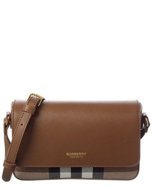 Burberry Brown Hampshire Small House Check Canvas & Leather Shoulder Bag