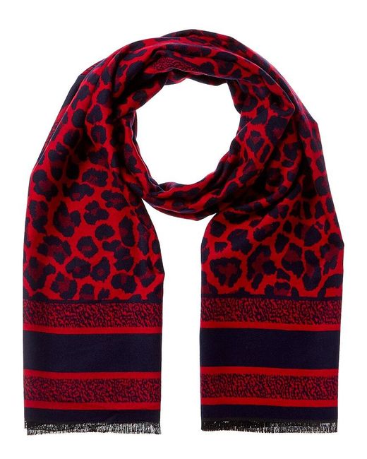 Saachi Red Reversible Leopard Pattern Scarf