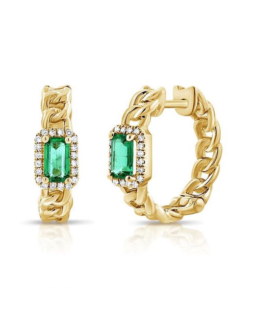 Sabrina Designs Metallic 14k 1.07 Ct. Tw. Diamond & Emerald Huggie Earrings