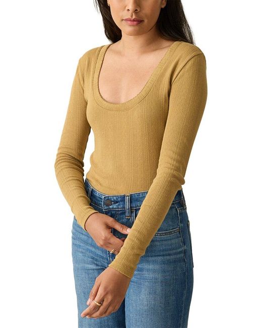 Faherty Brand Blue Pacific Pointelle Scoop Neck