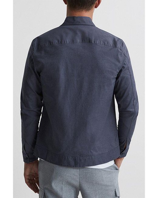 Reiss Blue Kimchi Linen-blend Jacket for men