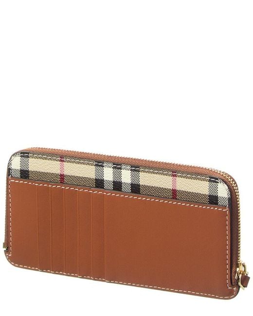 Burberry Gray Large Vintage Check E-canvas & Leather Card Case