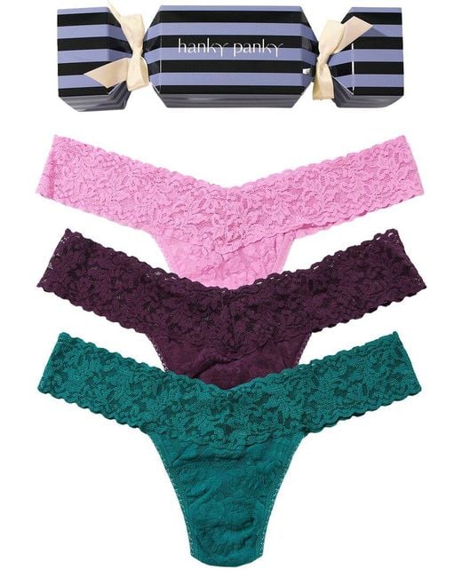 Hanky Panky Multicolor Holiday Cracker Low Rise Thong 3-Pack