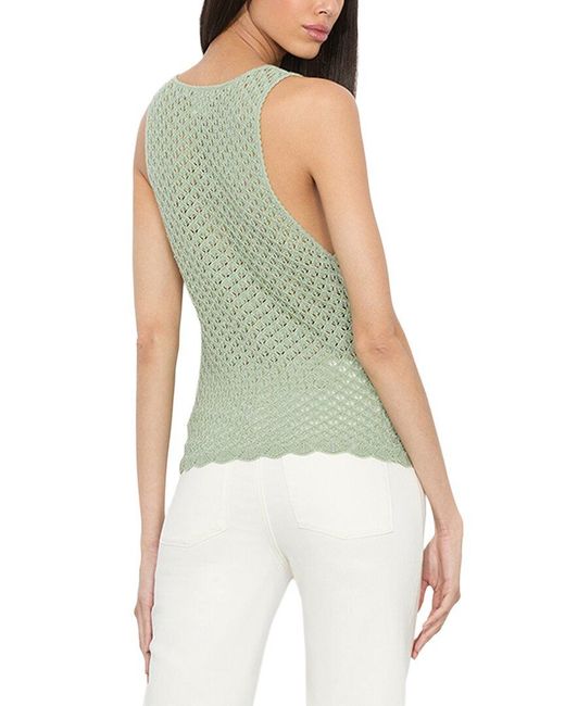 Alice + Olivia Green Annalise Linen-Blend Tank