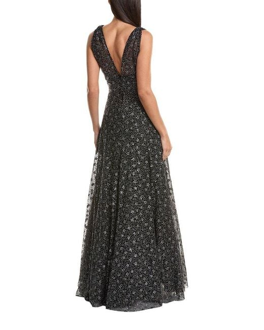 Amsale Black Sequin Tulle Gown