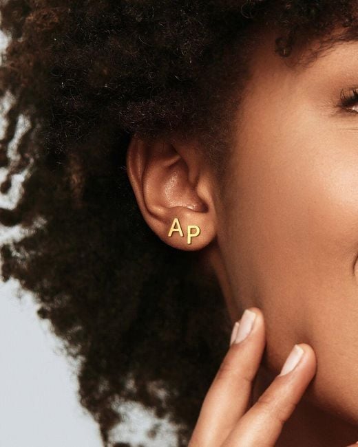 Italian Gold White 14K Initial Earrings