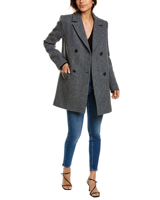 Fleurette Wool Coat in Blue Lyst