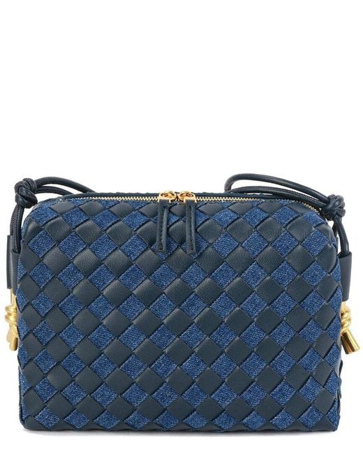 Tiffany & Fred Paris Blue Woven Leather & Denim Crossbody