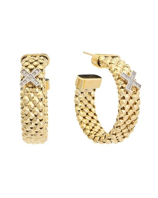 Meshmerise Metallic 18k Over Silver 0.12 Ct. Tw. Diamond Earrings