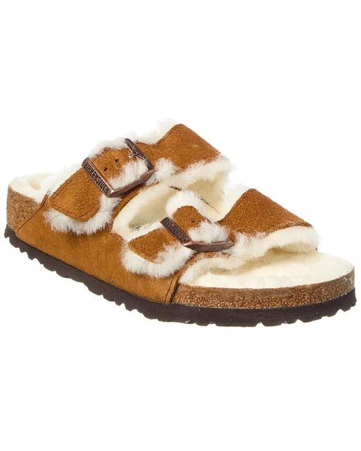 Birkenstock Brown Arizona Bs Suede & Shearling Sandal